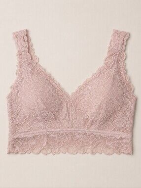 Maurices Soft Pink Lace Bralette Women Size 1X Floral Stretch Scalloped Boho Bra